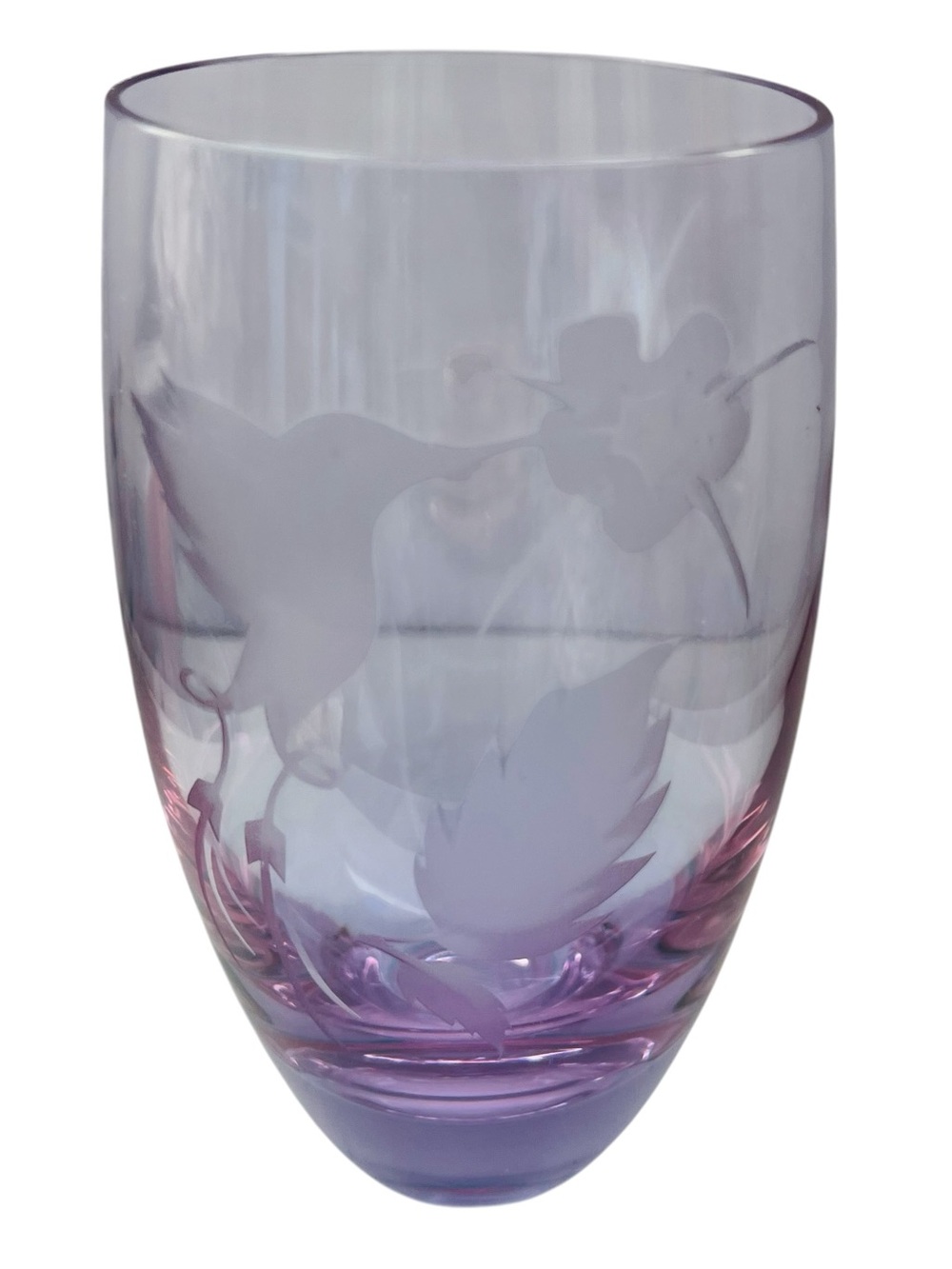Caithness Studio Art Glass Etched  Hummingbird Vase
